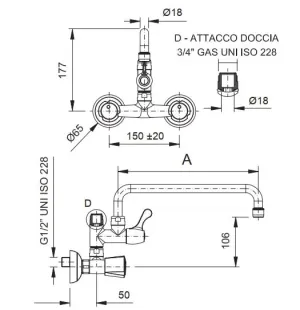 Slavina zidna ECO sa preusmerivačem - slika 2